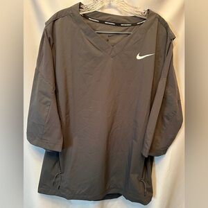 Nike Dri Fit Size Large Baseball Pullover Windbreaker Gray 3/4 Sleeve Jacket
